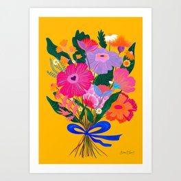 flower bouquet Pink Tangerine Art Print