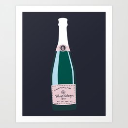 Champagne Bottle Digital Illustration and Pattern  Art Print