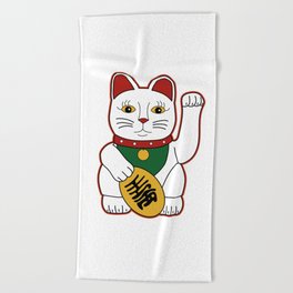 Maneki Neko - lucky cat Beach Towel