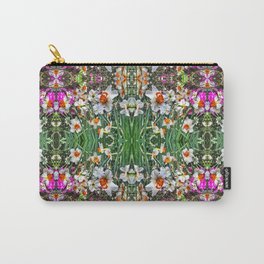 White Daffodils - Kaleidoscope Carry-All Pouch | Plants, Flowers, Daffodil, Texture, Leaves, Flower, Nature, Kaleidoscope, Hdr, Daffodils 