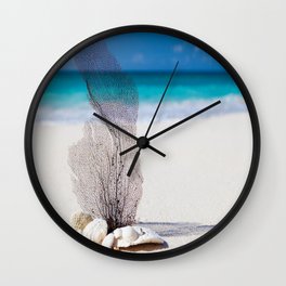 Amazing Scenery by The Beach Wall Clock | Star, Waves, Seashore, Shell, Seashell, Coastine, Sky, Velour, Photo, Starfish 
