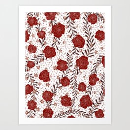 Red Roses Pattern Art Print