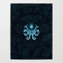 Octopus2 (Blue, Square) Poster