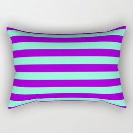 [ Thumbnail: Aquamarine and Dark Violet Colored Striped Pattern Rectangular Pillow ]
