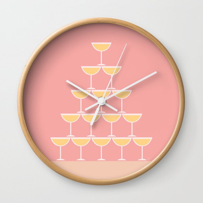 Pink Champagne Tower Wall Clock