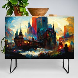 City from a colorful Universe Credenza