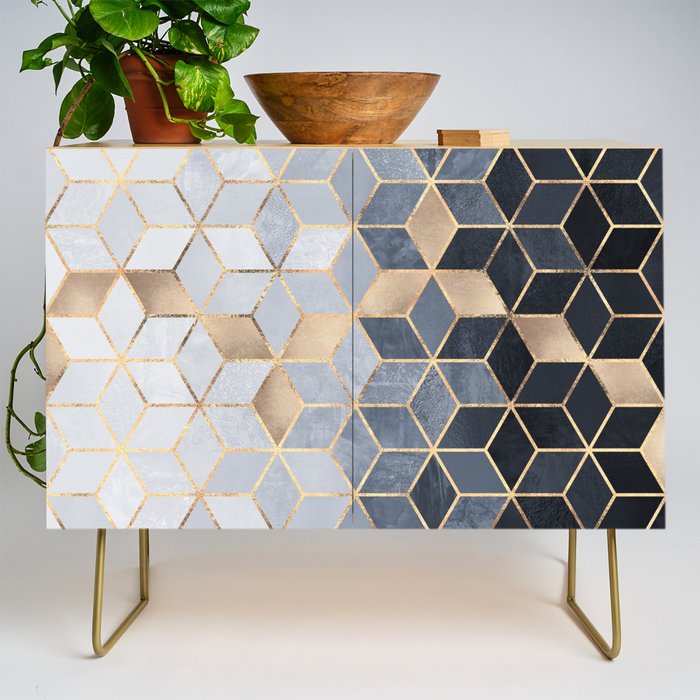Soft Blue Gradient Cubes Credenza by elisabethfredriksson ...