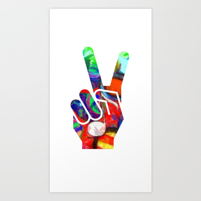 Peace Hippy Paint Hand Sign Art Print By Edwardmfielding Society6