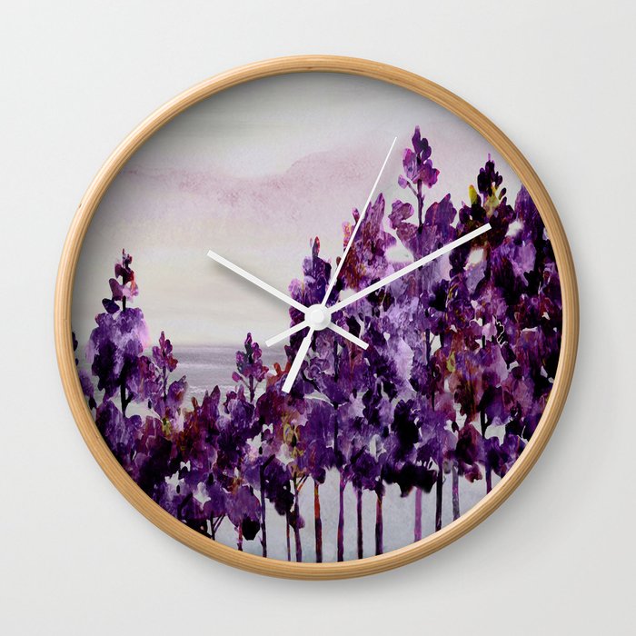 Purple Trees Wall Clock