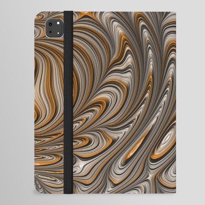 Silver Amber Fractal Digital Art iPad Folio Case