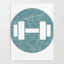 Dumbbell weights vintage blue circle Poster