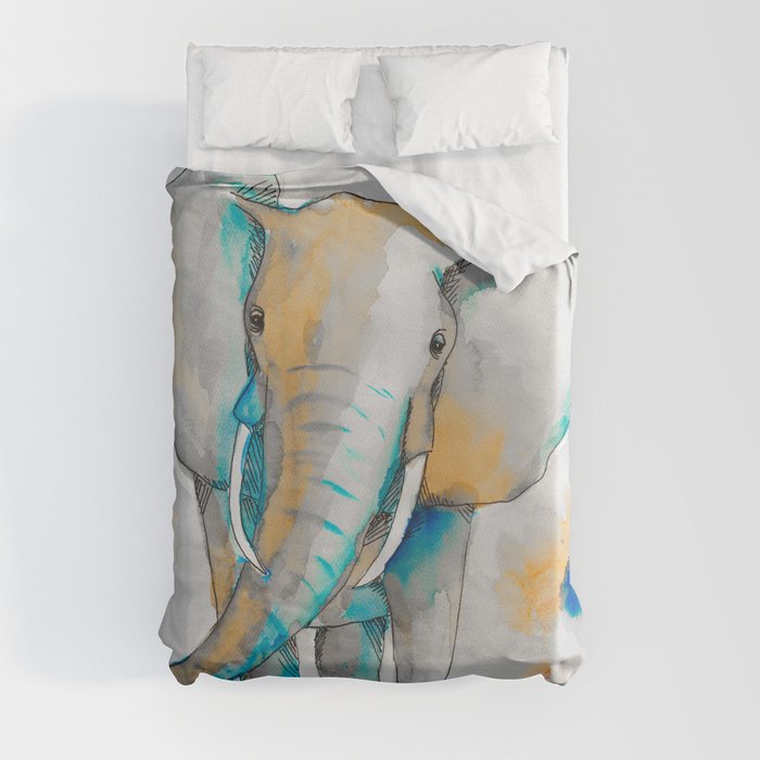 Watercolor Elephant Duvet Cover