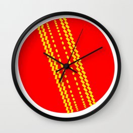 Red Cricket Ball Wall Clock