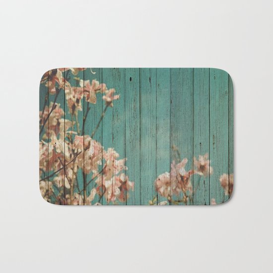 Sweet Flowers on Wood 02 Bath Mat