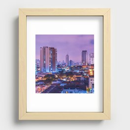 Brazil Photography - Night Life In São Paulo Under The Purple Sky Recessed Framed Print