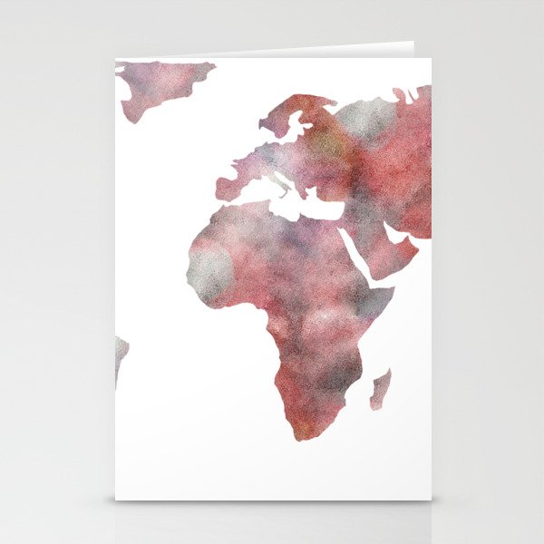 World Map in City Mod Red Slate Stationery Cards