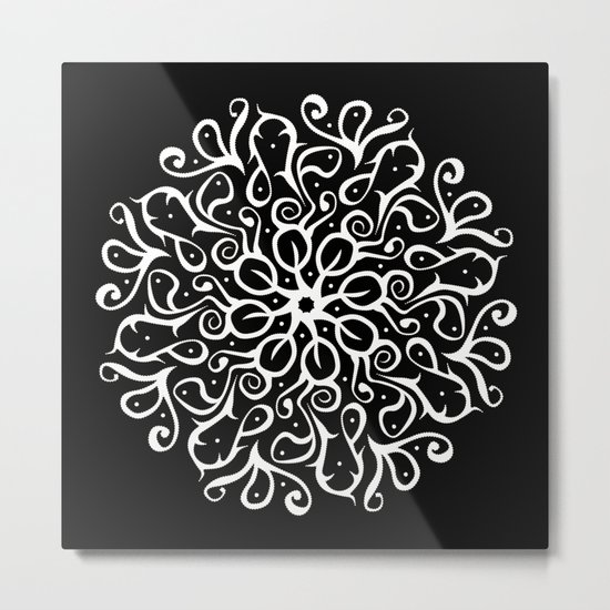 Leaves B&W Metal Print