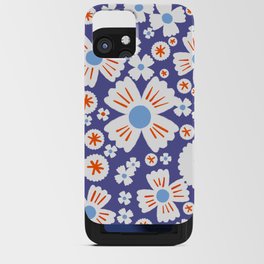 Retro Modern Baby Blue Daisy Flowers iPhone Card Case