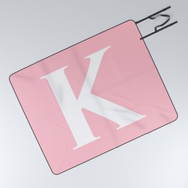 K MONOGRAM (WHITE & PINK) Picnic Blanket