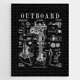 Fishing Boat Outboard Marine Motor Vintage Patent Print Jigsaw Puzzle