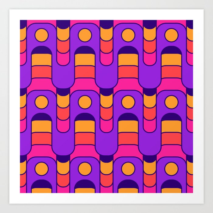 Retro Gradated Wave Pattern 230 Art Print