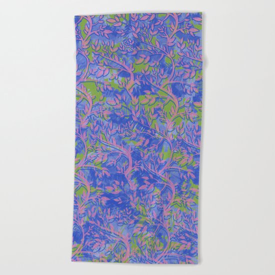 Shoots, Stems and Leaves abstract Beach Towel