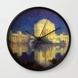 San Francisco Palace of the Fine Arts Temple and Lagoon landscape painting by Colin Campbell Cooper  Wall Clock
