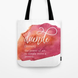 Duende Word Nerd Definition - Pink Watercolor Tote Bag