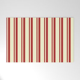 [ Thumbnail: Red & Light Yellow Colored Stripes/Lines Pattern Welcome Mat ]