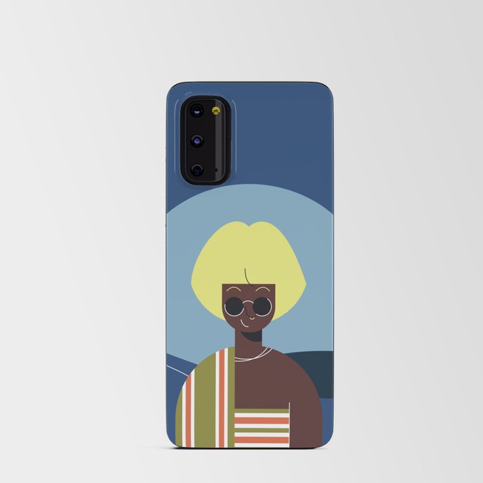 Yellow hair afro girl on the sea Android Card Case