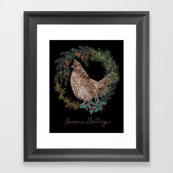 Forest Grouse "Season's Greetings" Framed Art Print