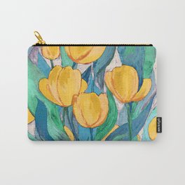 Blooming Golden Tulips in Gouache Carry-All Pouch