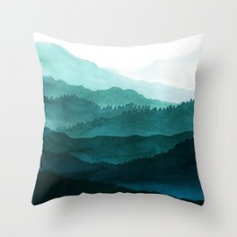 Indigo Mountains Throw Pillow