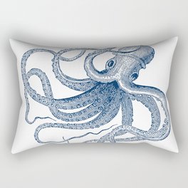 Blue nautical vintage octopus illustration Rectangular Pillow