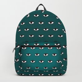 Black & White Eye Pattern on Teal Ombre Background Backpack