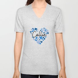 Callie, blue hearts V Neck T Shirt