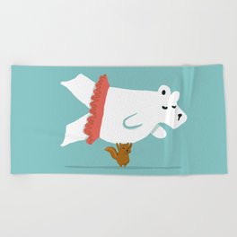 You Lift Me Up - Polar bear doing ballet Beach Towel
