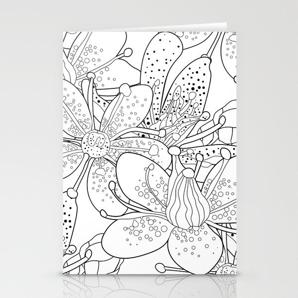 Seamless pattern coloring flower of the Saxifrage urbrosa vintage illustration Stationery Cards