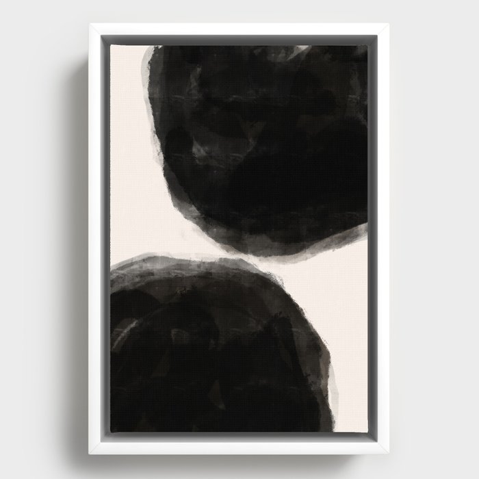 Monochrome Balanced Blobs Framed Canvas