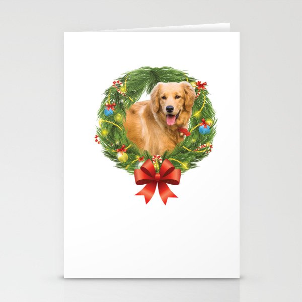Golden Retriever Christmas Wreath Dog Lovers Stationery Cards