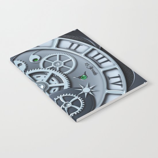 Steampunk clock silver Notebook