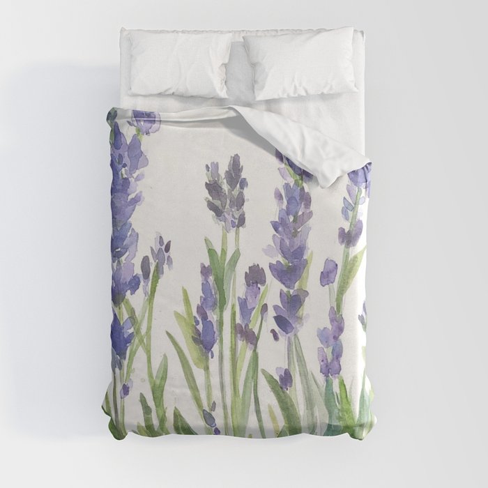 lavender garden watercolor Duvet Cover