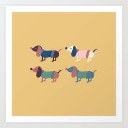 Cute dachshund dogs Art Print