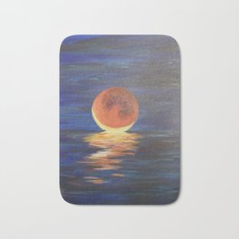 Moon Over My Sanity 2018 Bath Mat | Water, Moon, Abstract, Acrylic, Painting 