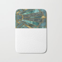 Elegant Stained Glass Art Deco Window With Marble And Gemstone Bath Mat | Graphicdesign, Artdeco, Turquoise, Stylemoderne, Luxury, 1920S, Gemstone, Mineral, Art, Decorative 