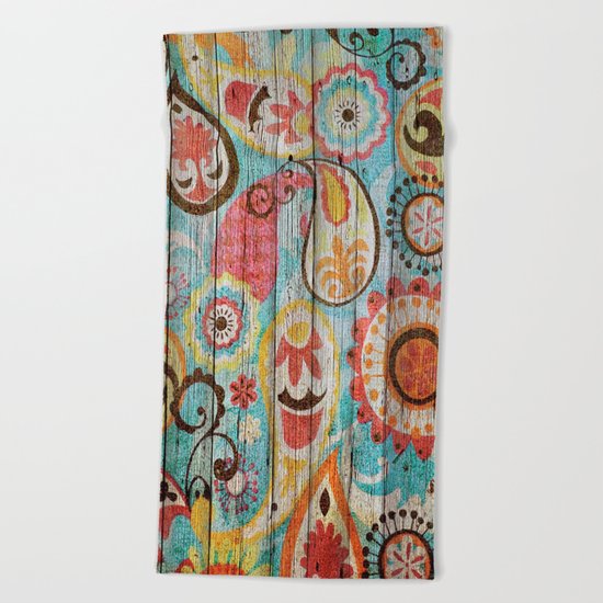 Kashmir on Wood 02 Beach Towel
