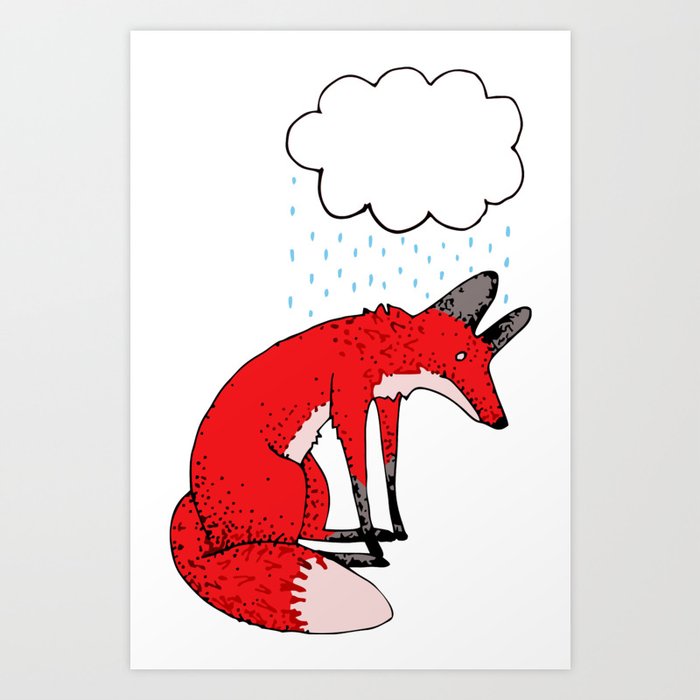 Sad fox Art Print by Mikki Tjikki | Society6