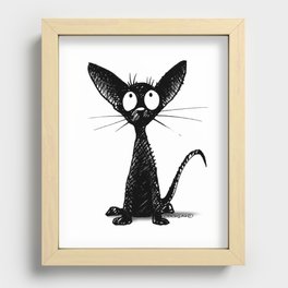 Little Black Oriental Cat Recessed Framed Print