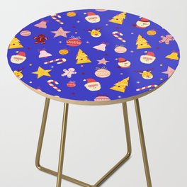 Christmas Pattern Funny Elements Blue Side Table