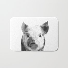 Black and white pig portrait Bath Mat